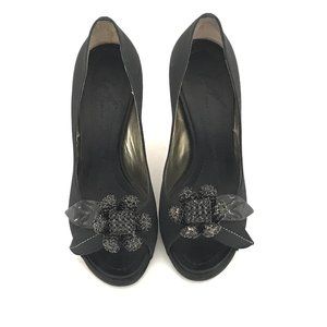 Giuseppe Zanotti Black Satin with Swarovski flower
